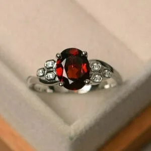 Red Oval Solitaire Ring