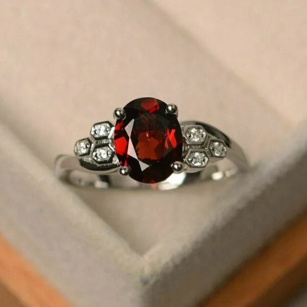 Red Oval Solitaire Ring