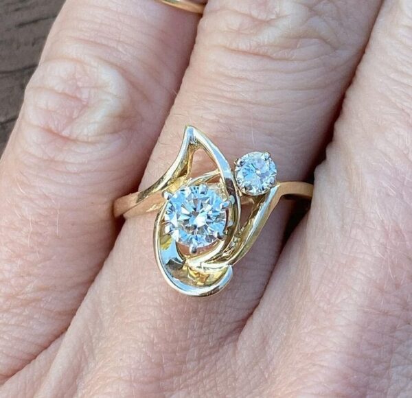 Round Two Stone Engagement Ring