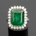 Green Emerald Halo Ring