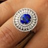 Blue Round Halo Ring