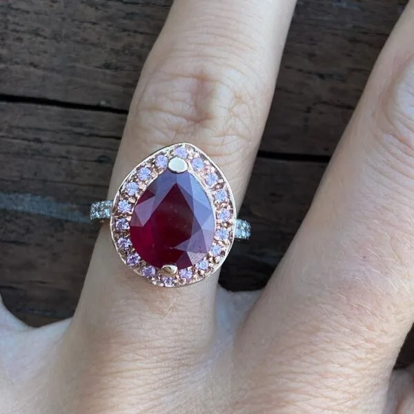 Pear Halo Anniversary Ring
