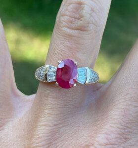 Red Oval Solitaire Ring