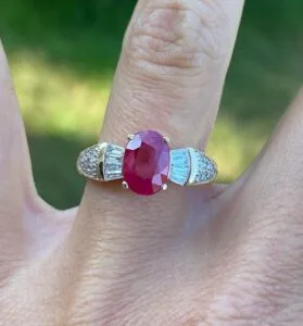 Red Oval Solitaire Ring