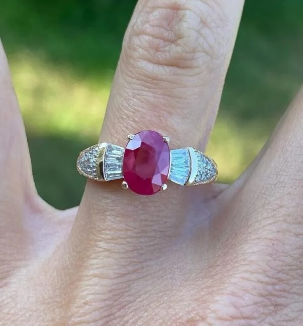 Red Oval Solitaire Ring