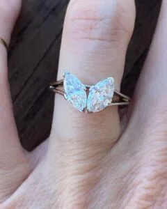 White Marquise Cut Ring