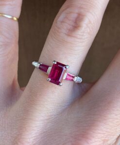 Red Emerald Solitaire Ring