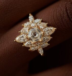 Hexagon Halo Anniversary Ring