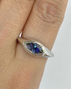 Unique 2.50Ct Blue Marquise Cut Bezel Best Proposal Ring For Girlfriend | Women Jewelry