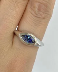 Unique 2.50Ct Blue Marquise Cut Bezel Best Proposal Ring For Girlfriend | Women Jewelry