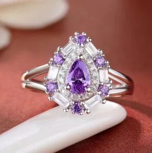Amethyst Pear Cut Ring