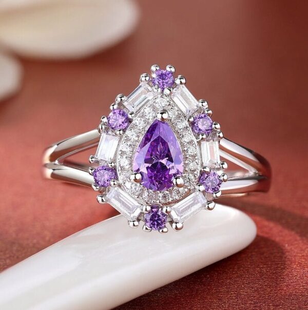 Amethyst Pear Cut Ring