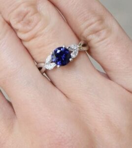 Blue Round Solitaire Ring