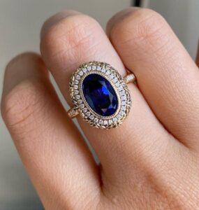 Blue Oval Bezel Ring
