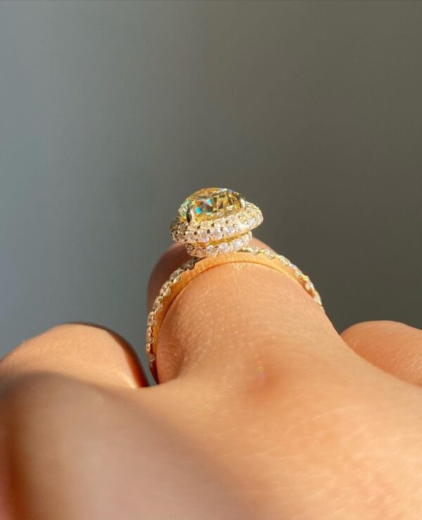 2.2Ct Yellow Pear Cut Halo Engagement Ring | Anniversary Gift Ring For Wife - Image 4