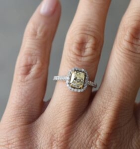 Yellow Radiant Halo Ring