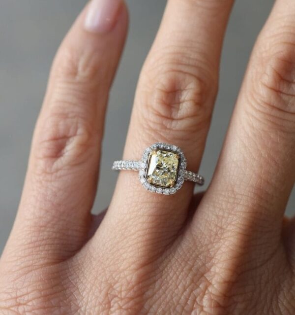 Yellow Radiant Halo Ring
