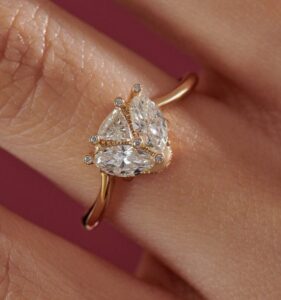 White Triangle Engagement Ring