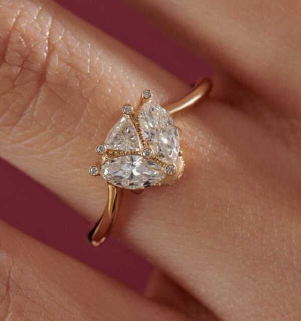 White Triangle Engagement Ring