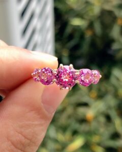 1.8Ct Pink Round Cut Five Stone Solitaire Engagement Ring | Perfect Proposal Ring For Fiancée