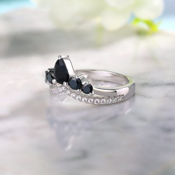 Delicate 2.5Ct Black Pear Cut Solitaire Best Birthday Gift Ring For Mother | Promise Ring For Her - Image 2