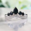 Black Pear Solitaire Ring