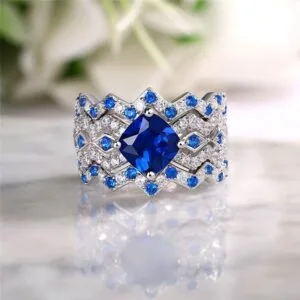 Cushion Solitaire Ring Set