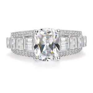 White Cushion Solitaire Ring