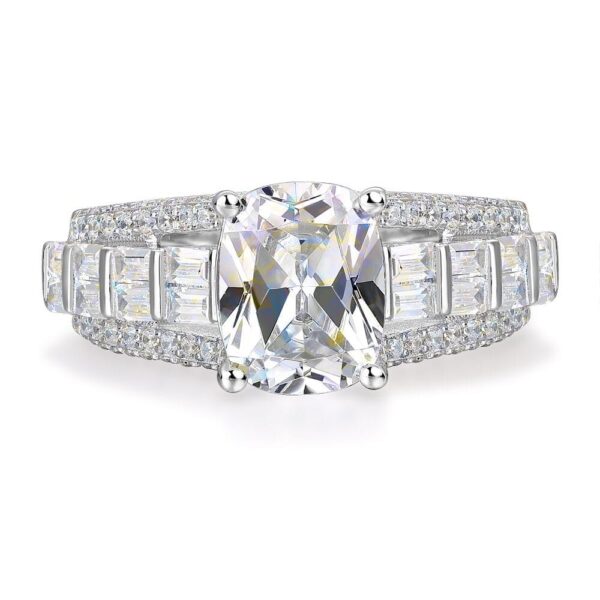 White Cushion Solitaire Ring