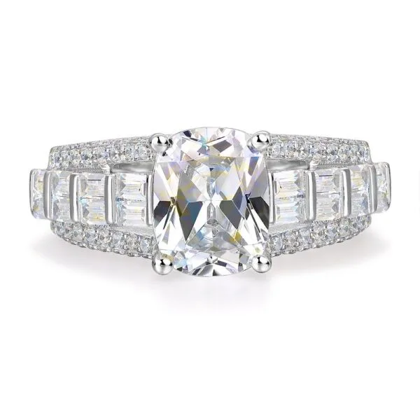 White Cushion Solitaire Ring