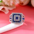 Blue Princess Cut Ring