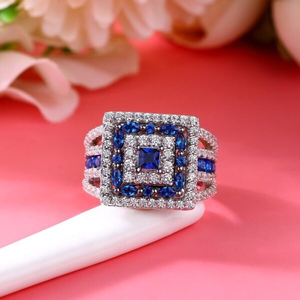 Blue Princess Cut Ring