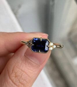 Dainty 2.60Ct Blue Emerald Cut Solitaire Perfect Daily Wear Ring For Women | Proposal Ring For Her