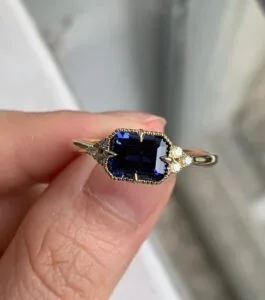 Dainty 2.60Ct Blue Emerald Cut Solitaire Perfect Daily Wear Ring For Women | Proposal Ring For Her