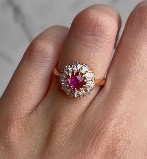 Pink Round Halo Ring