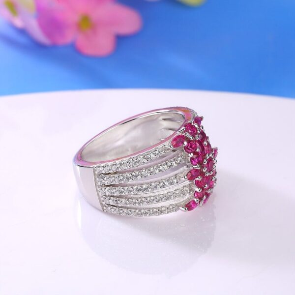Wonderful 1.2Ct Pink Round Cut Prong Best Promise Band For Wife | Birthday Gift Band For Mother - Image 4