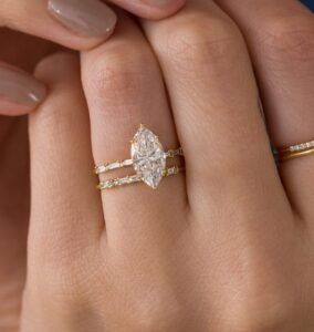 Modernist 2.8Ct White Marquise Cut Solitaire Perfect Birthday Gift Ring Set For Women