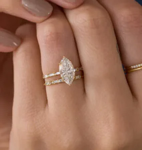 Modernist 2.8Ct White Marquise Cut Solitaire Perfect Birthday Gift Ring Set For Women