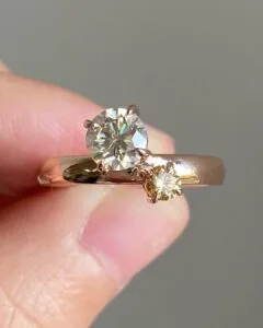 1.4Ct White And Yellow Round Cut Two Stone Anniversary Ring | Birthday Gift Ring For Mother
