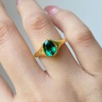 Green Oval Bezel Ring