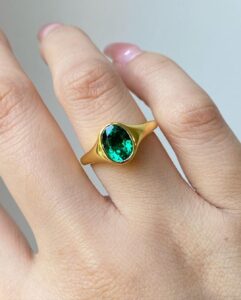 Green Oval Bezel Ring