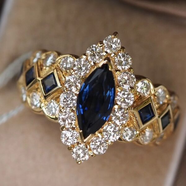 Blue Marquise Cut Ring