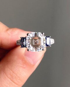 2.2Ct White Ascher Cut Solitaire Wedding Ring | Anniversary Gift Ring For Women