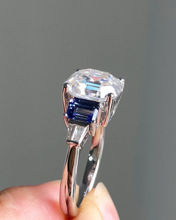 2.2Ct White Ascher Cut Solitaire Wedding Ring | Anniversary Gift Ring For Women - Image 5