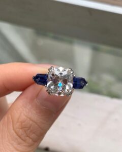 Trendy 2.80Ct White Cushion Cut Three Stone Best Engagement Ring For Her | Bridal Jewelry