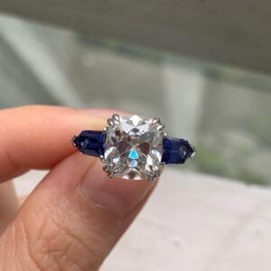 Trendy 2.80Ct White Cushion Cut Three Stone Best Engagement Ring For Her | Bridal Jewelry