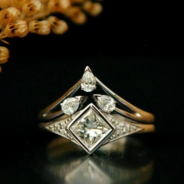Princess Bezel Ring Set