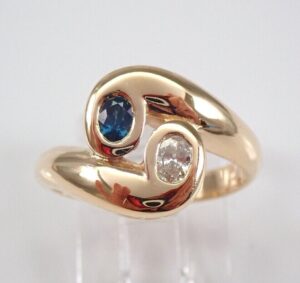 Blue White Oval Ring