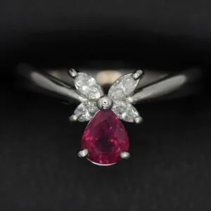 Pear Solitaire Birthday Ring