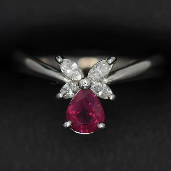 Pear Solitaire Birthday Ring